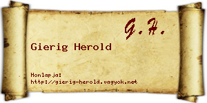 Gierig Herold névjegykártya